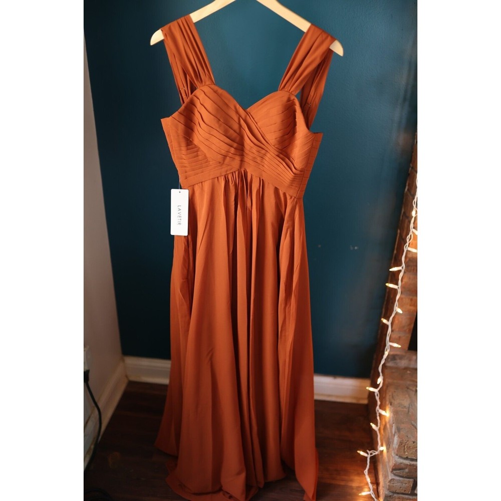 Lavetir Women's Off-The-Shoulder Bridesmaid Dress NC3 Burnt Orange Size 0 NWT